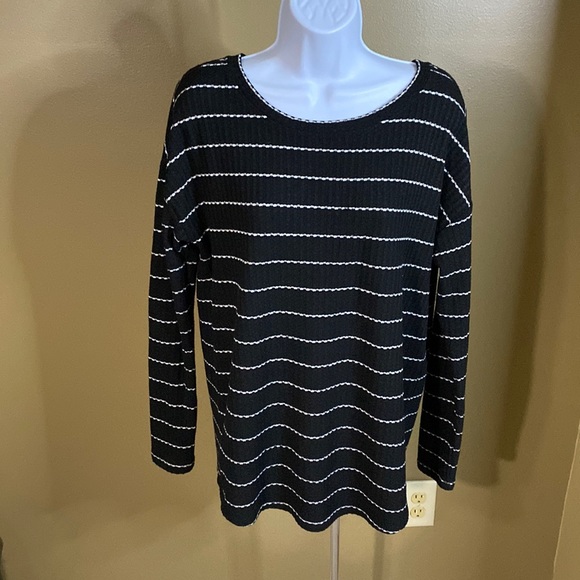 Sanctuary Sweaters - Sanctuary Black and White Striped Thermal